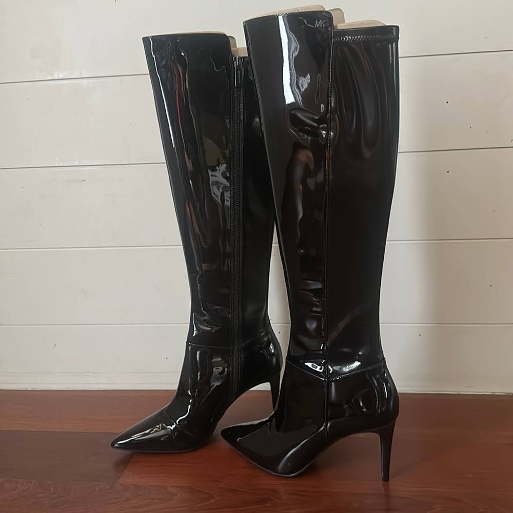 Michael Kors Women’s Dorothy Flex Patent Leather Black Boots